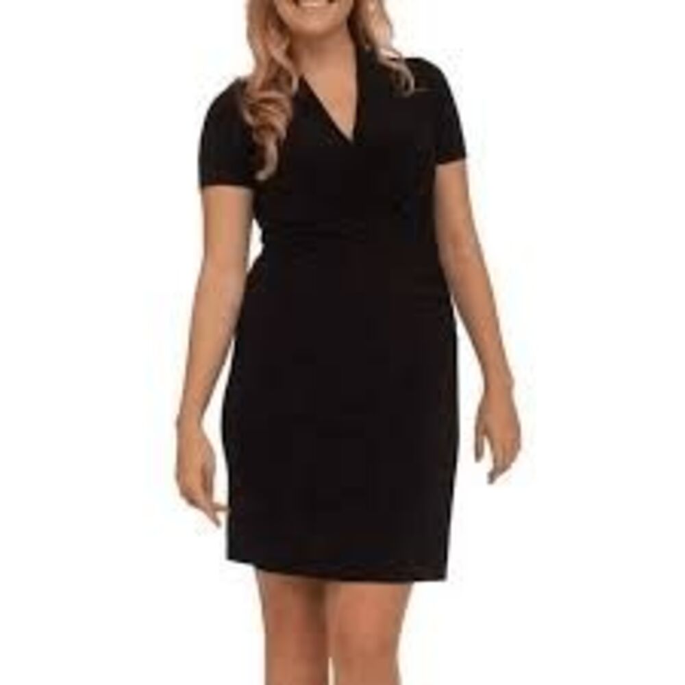 Norma Kamali Black Faux Wrap Shift Dress Women’s Medium NKL1105